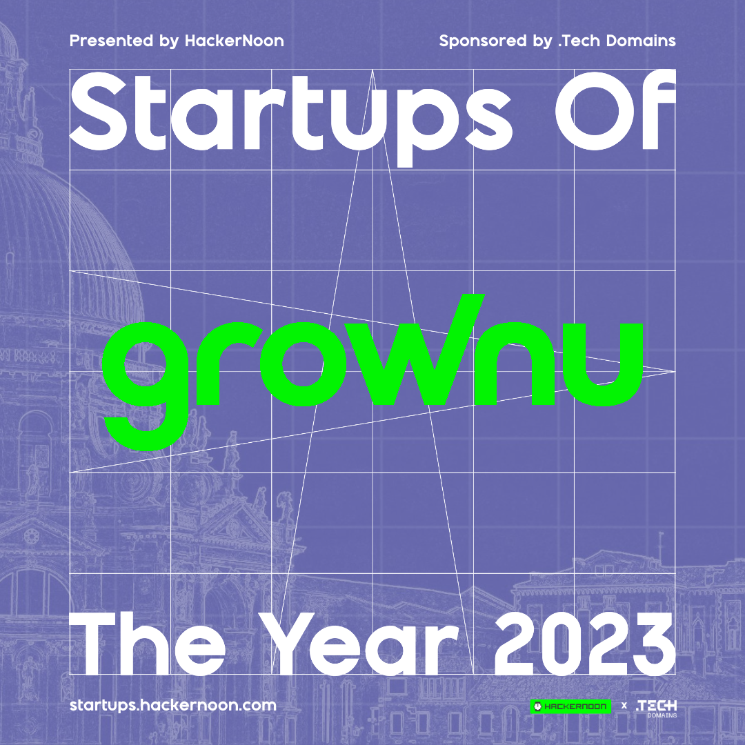 Congratulations illustration for Grownu from the Hackernoon as Grownu win Startup of the Year in Vilnius Lithuania 2023