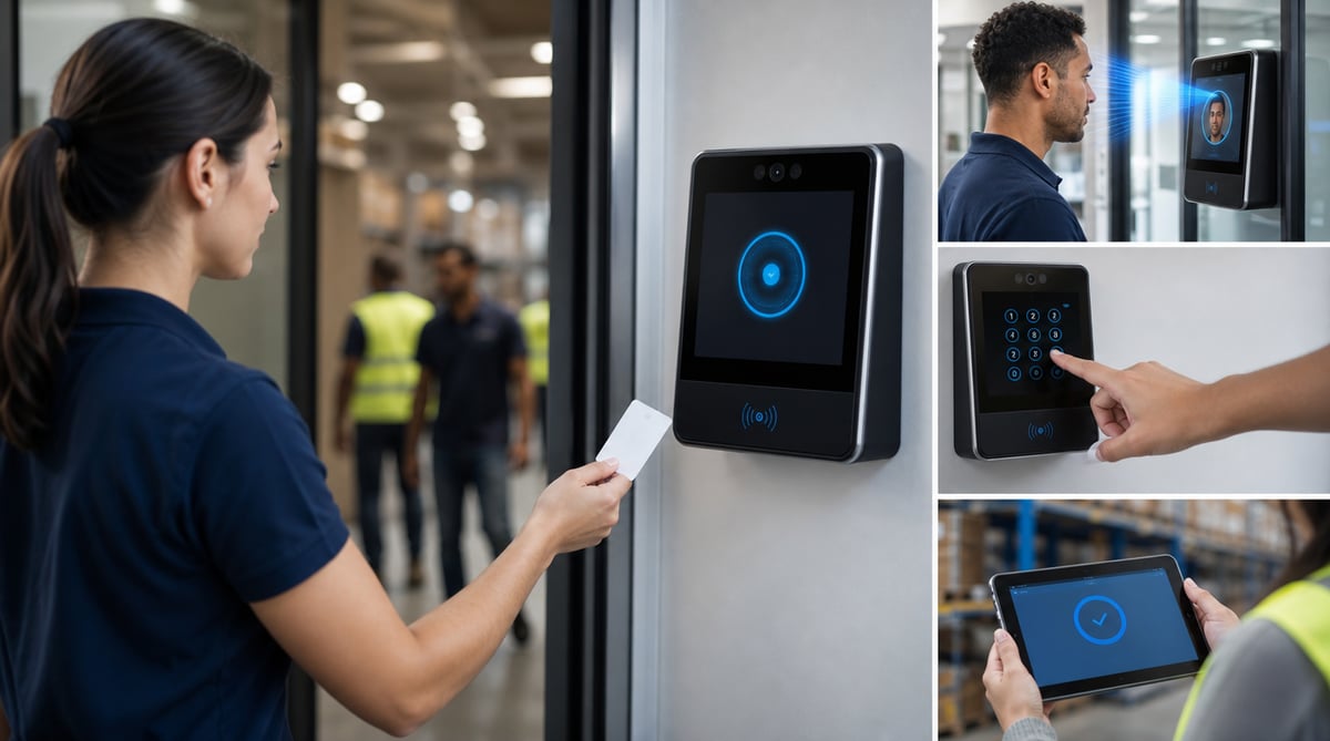 Employee time clock terminal with RFID PIN face recognition photo and mobile attendance options