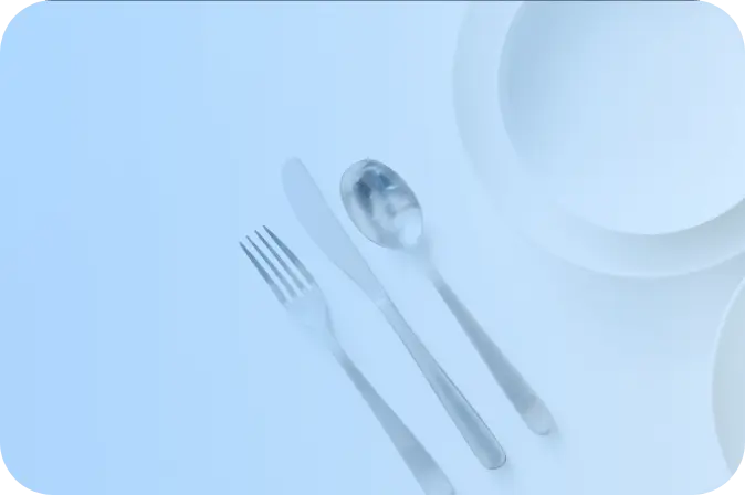 Associative photo of the restaurant industries showing plate, fork, knife and spoon