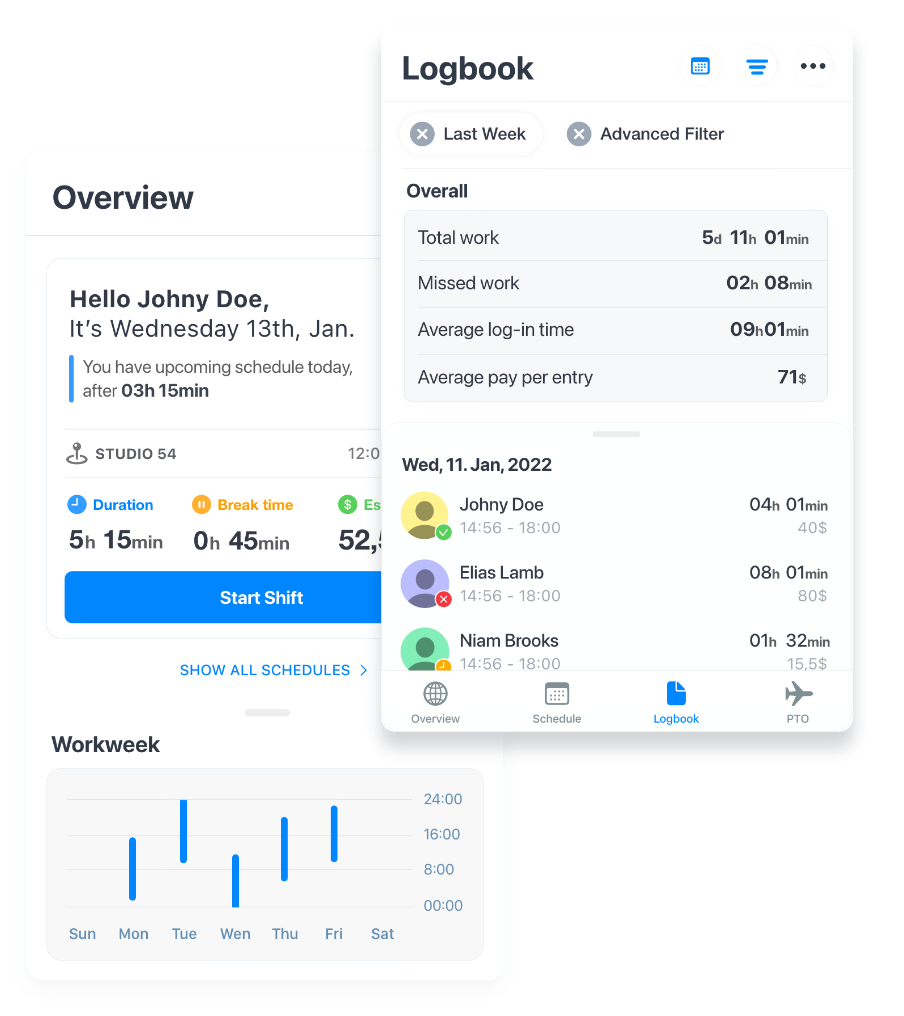 Screenshot from Grownu workforce management system Mobile Application