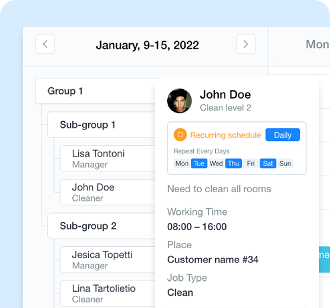Task management screen showing assigned work and task completion tracking