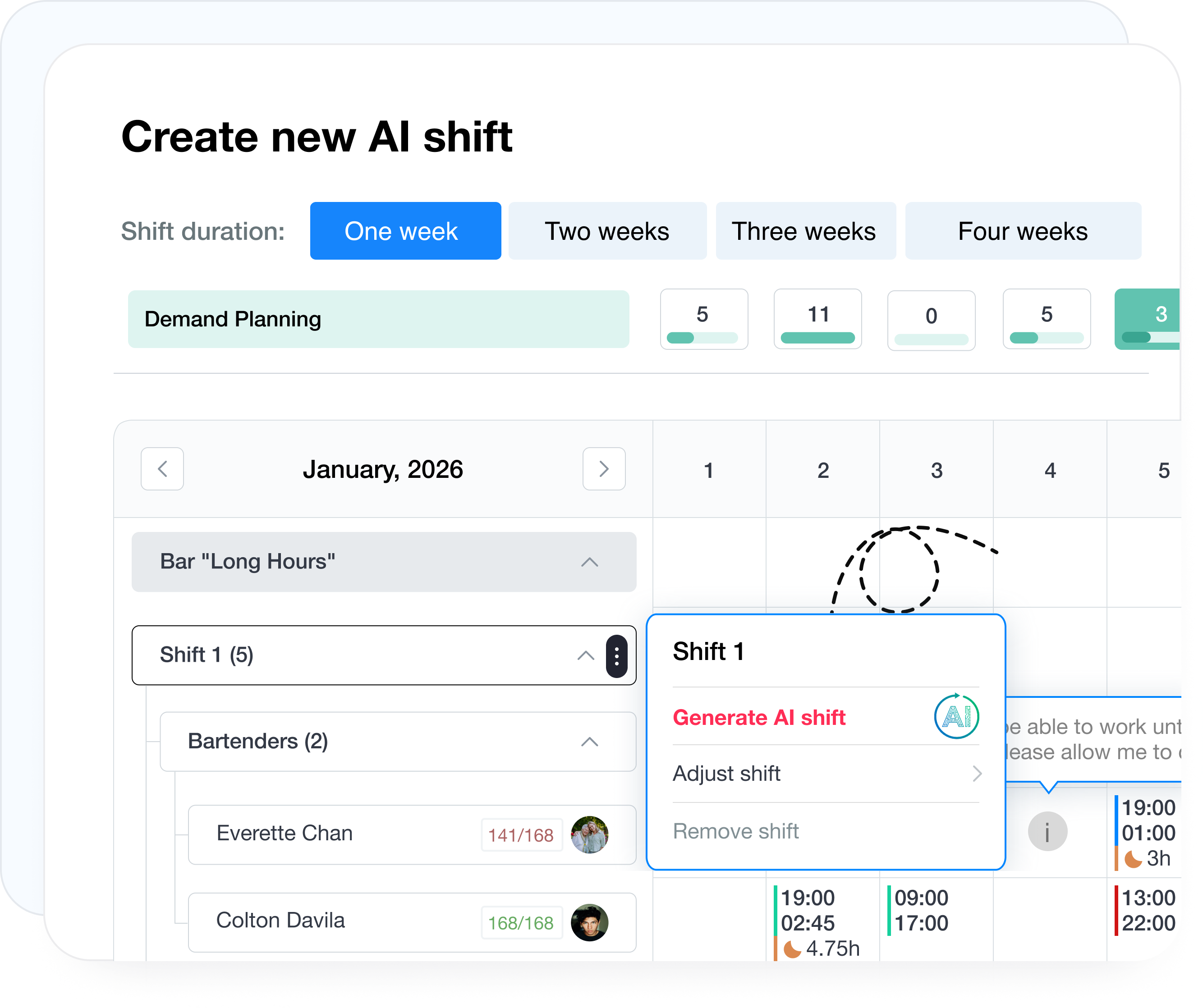 One-click AI shift schedule generation