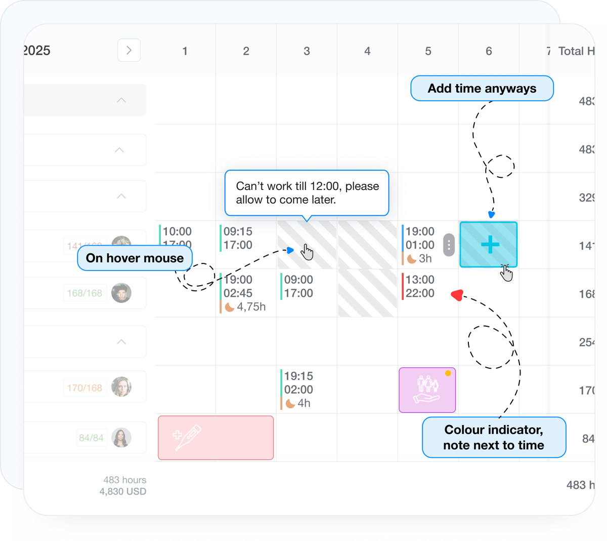 Employee preferences and constraints before AI schedule generation