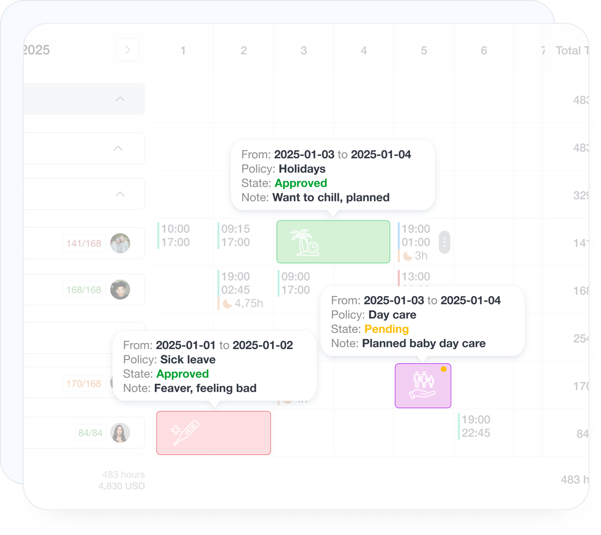 Time off integrated into AI shift scheduling