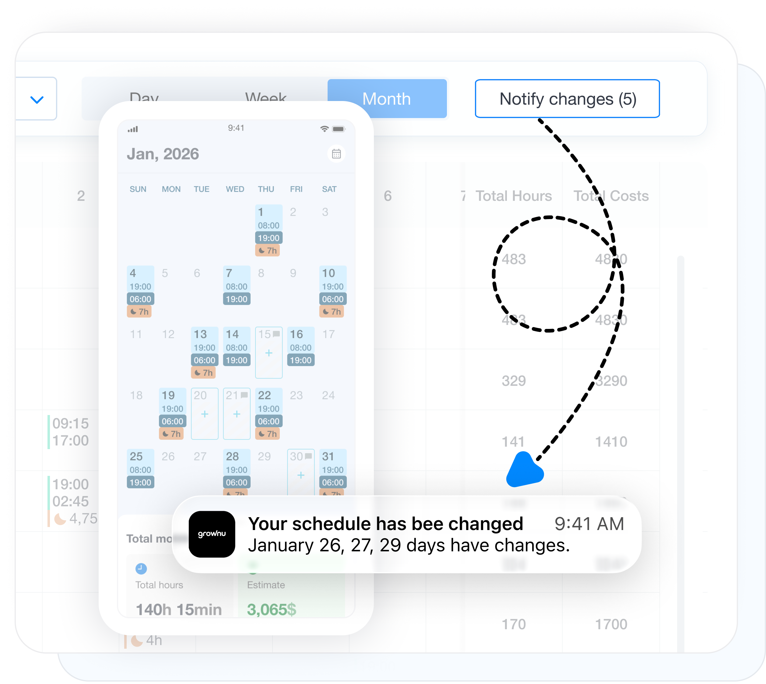 Schedule change tracking and employee notifications