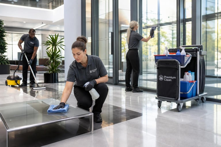 Cleaning team managing site tasks and schedules