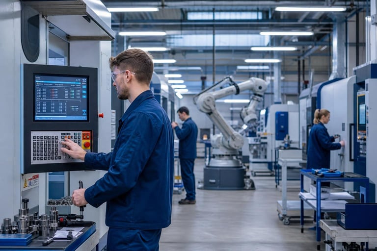 Factory production line representing manufacturing