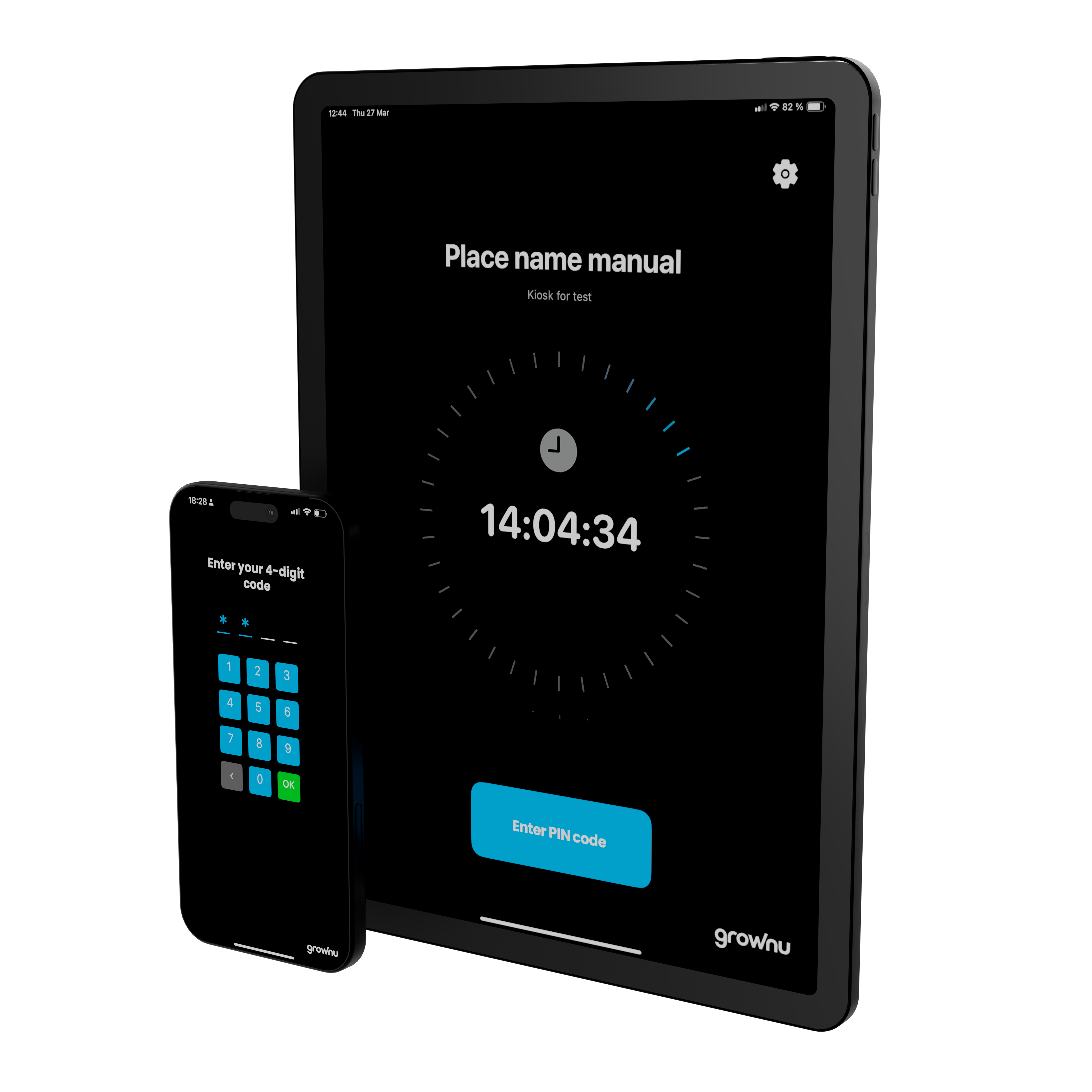 Mobile app time clock on iOS and Android devices