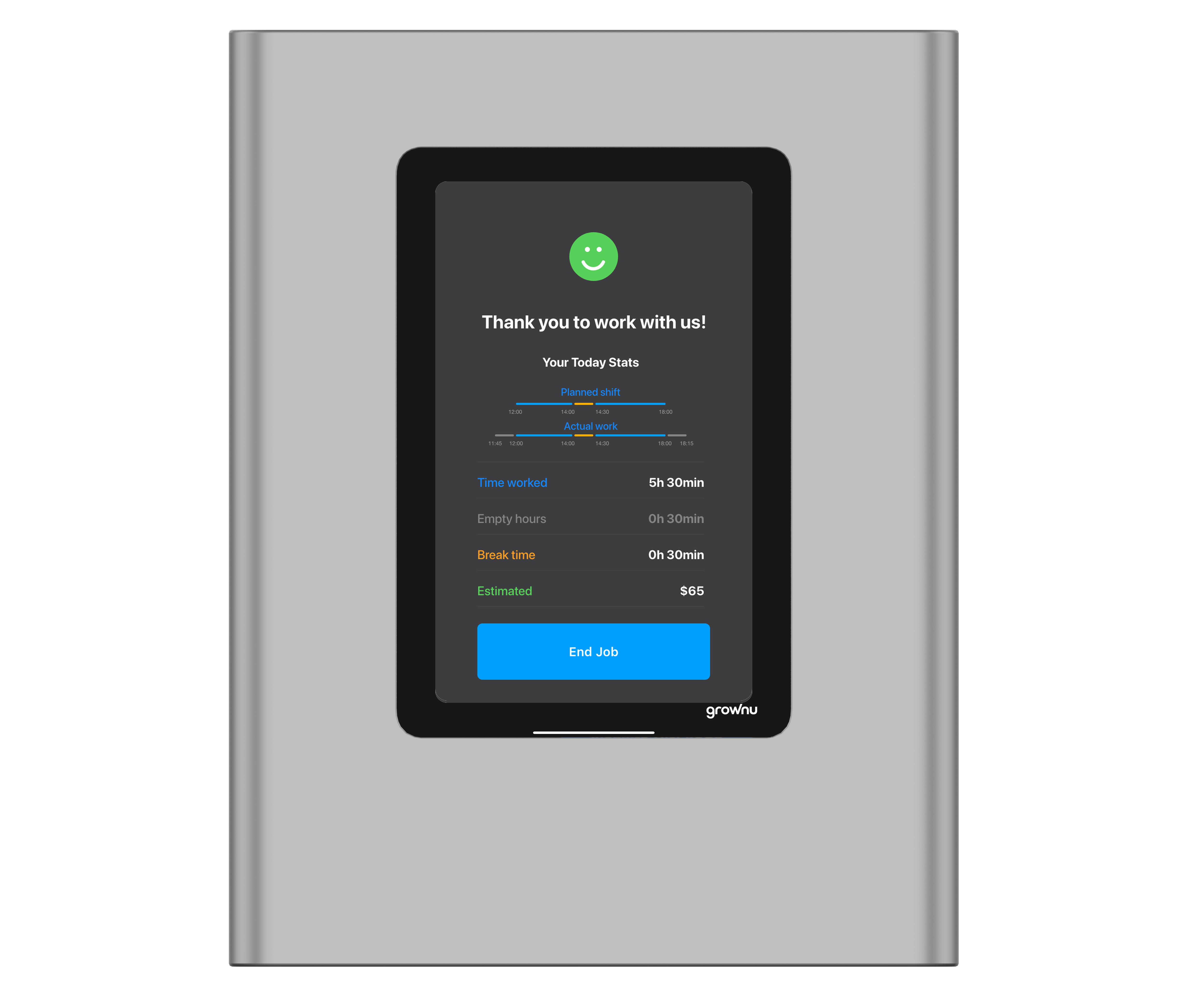 Out-of-schedule time flagged on the terminal for manager review (exception time)
