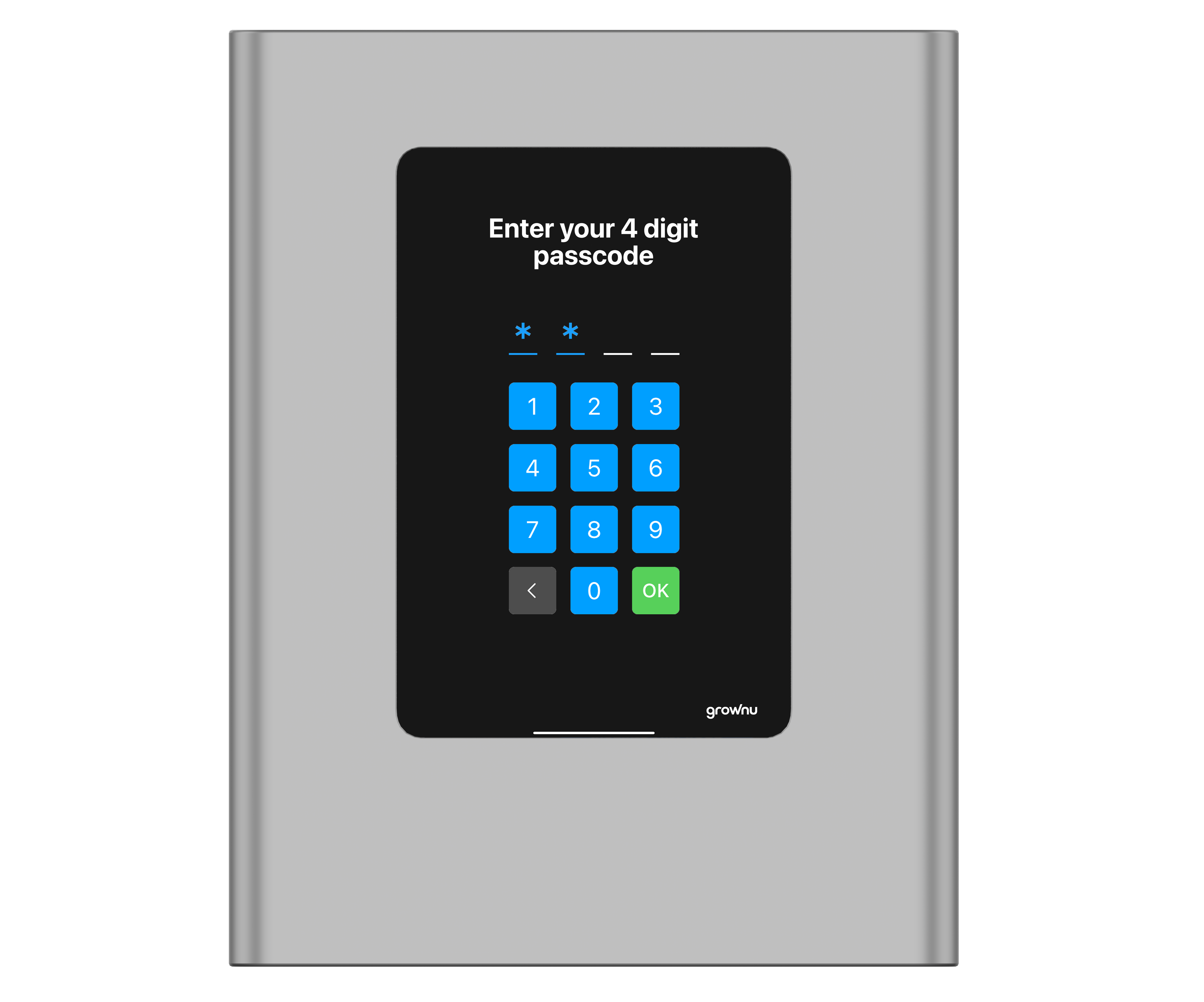 PIN entry screen on an outdoor time clock terminal
