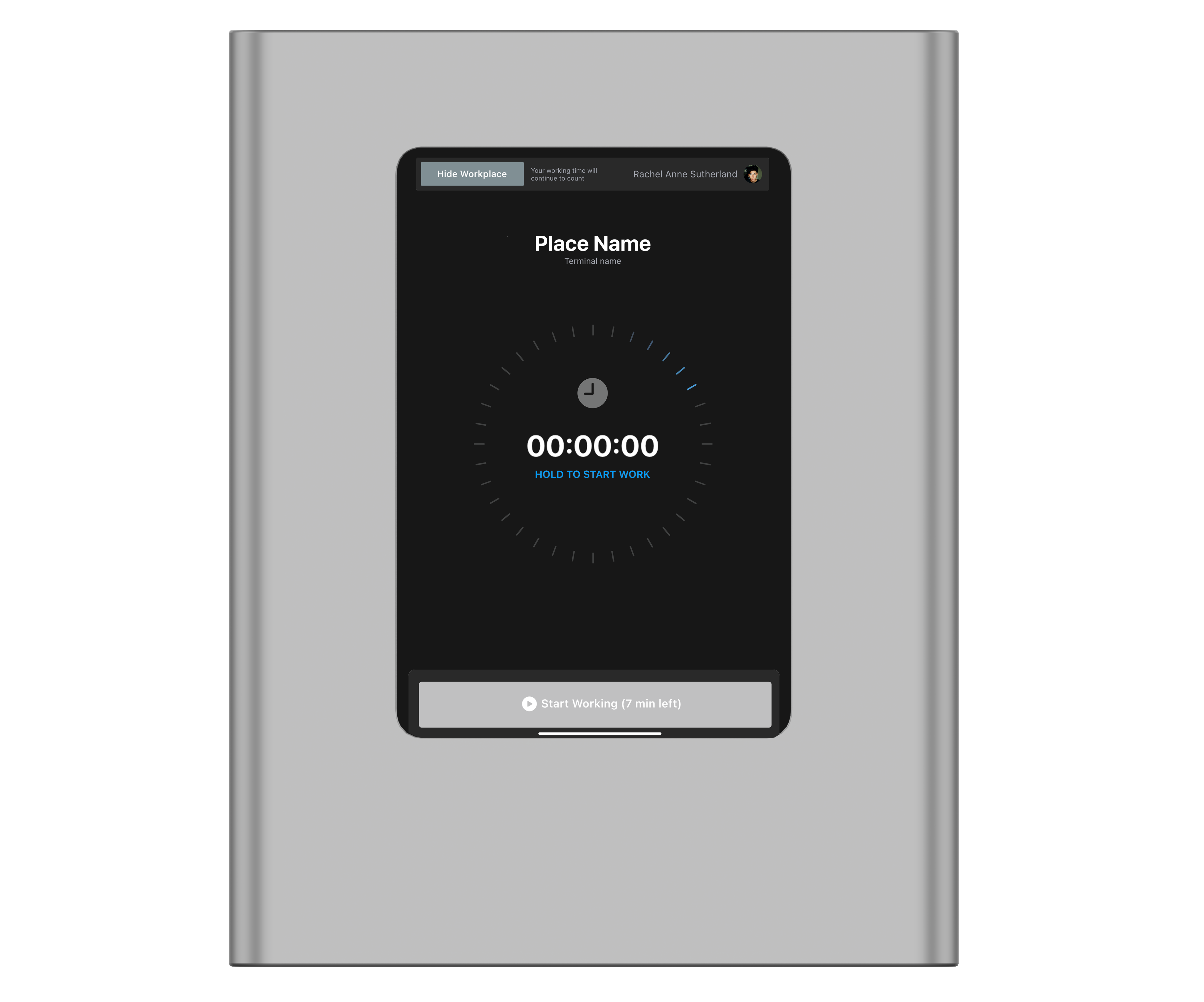 Shift-based clock-in window enforcement on an outdoor time clock terminal