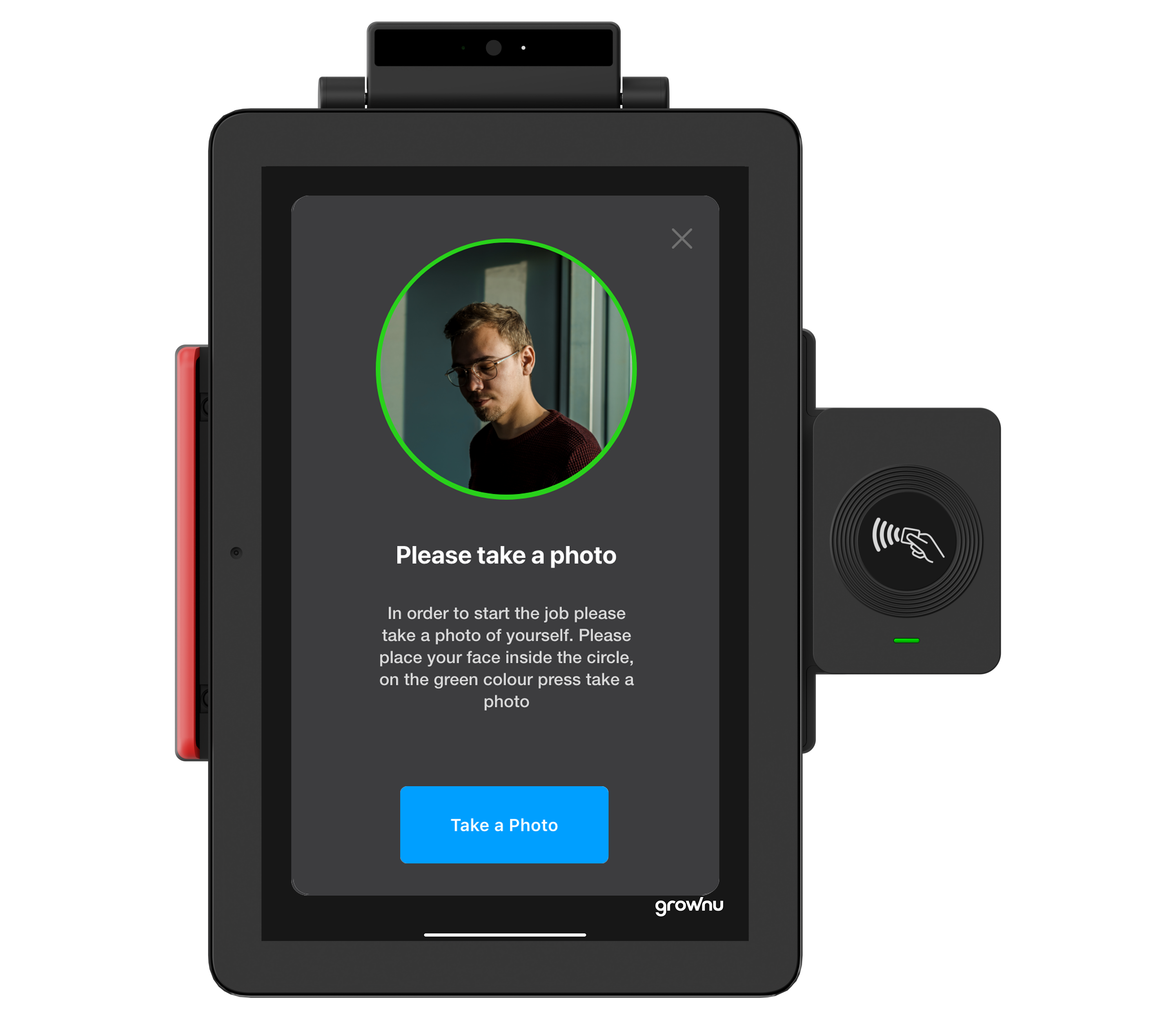 Optional photo capture at clock-in using an RFID time clock terminal