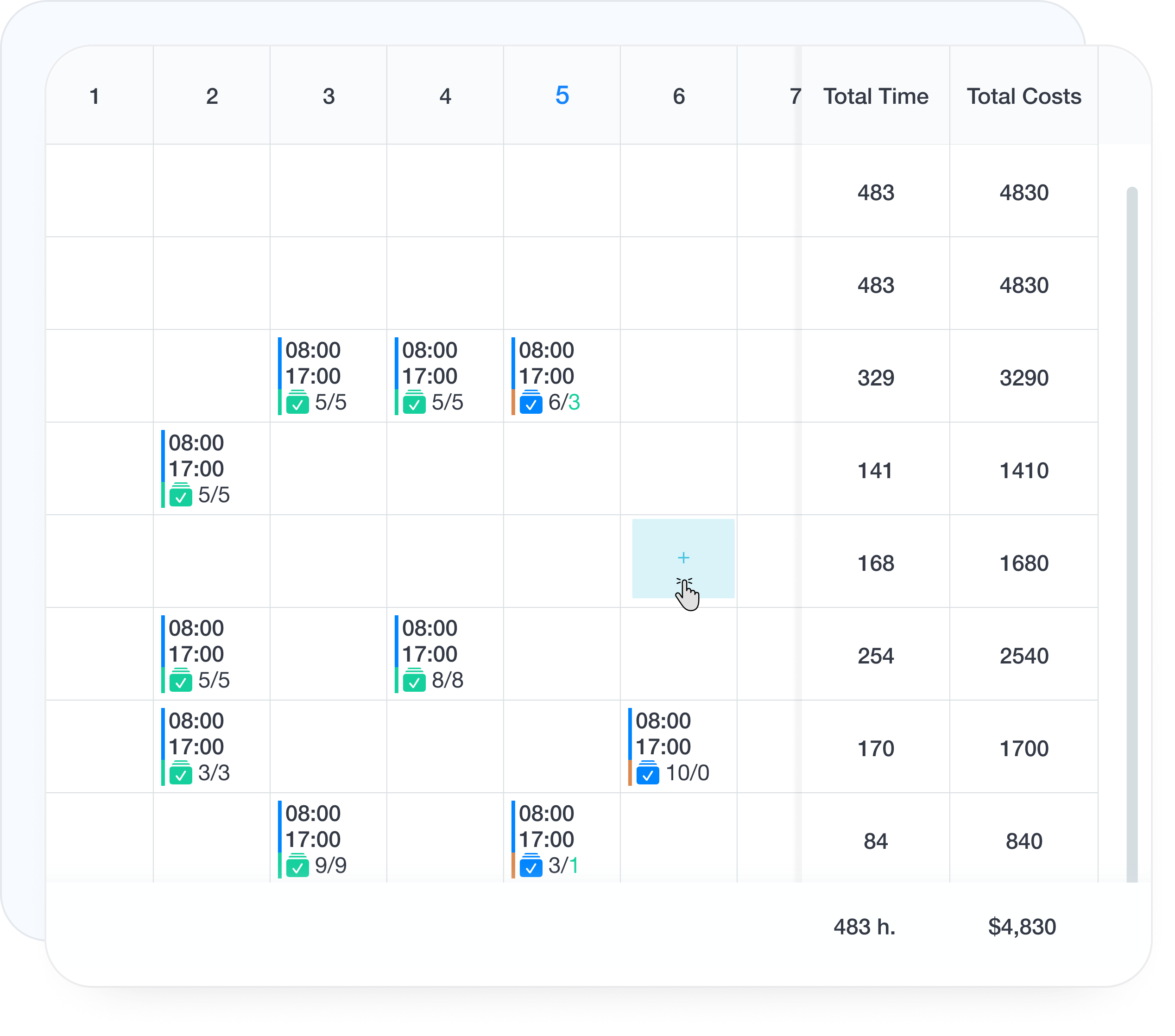 Monthly employee task schedule in Grownu