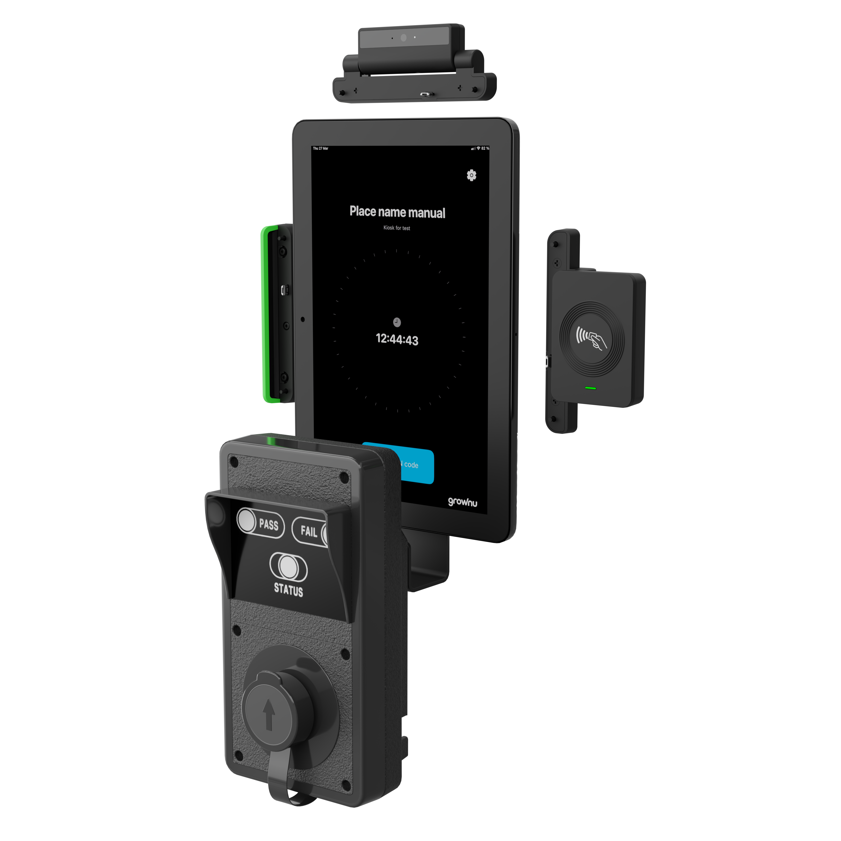 Time clock terminal with RFID reader and breathalyzer for employee attendance control